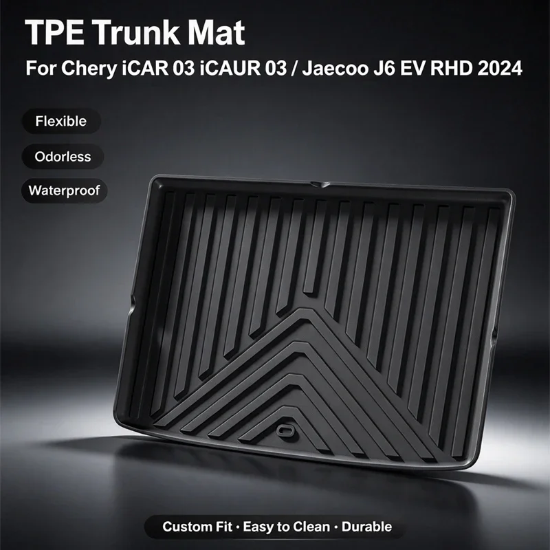 For Chery iCAR 03 iCAUR 03 / Jaecoo J6 EV RHD 2024 Eco-Friendly TPE Trunk Mat Non-Slip Dustproof Car Cargo Liner Auto Accessory