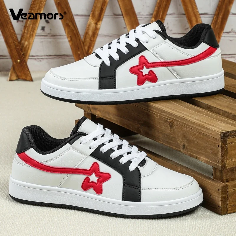 

Fashion Board Shoes Men's Non-slip PU Leather Women's Casual Sports Shoes Lace-up Daily Sneaker for Jogging Running Exercise