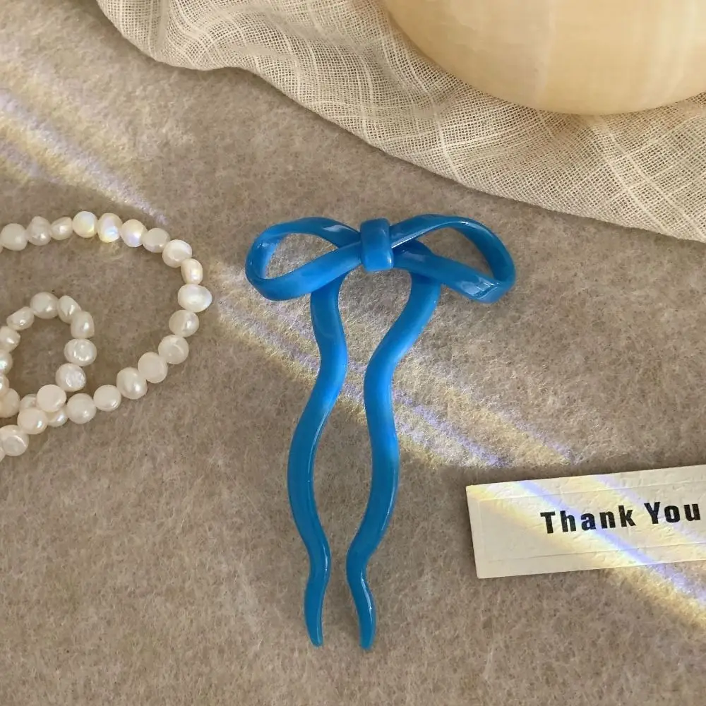 

Multicolor Acetic Acid Bow Hair Stick Headdress Hair Clip U-shaped Hairpin Chinese Style Hair Accessories Pan Hair Fork Travel