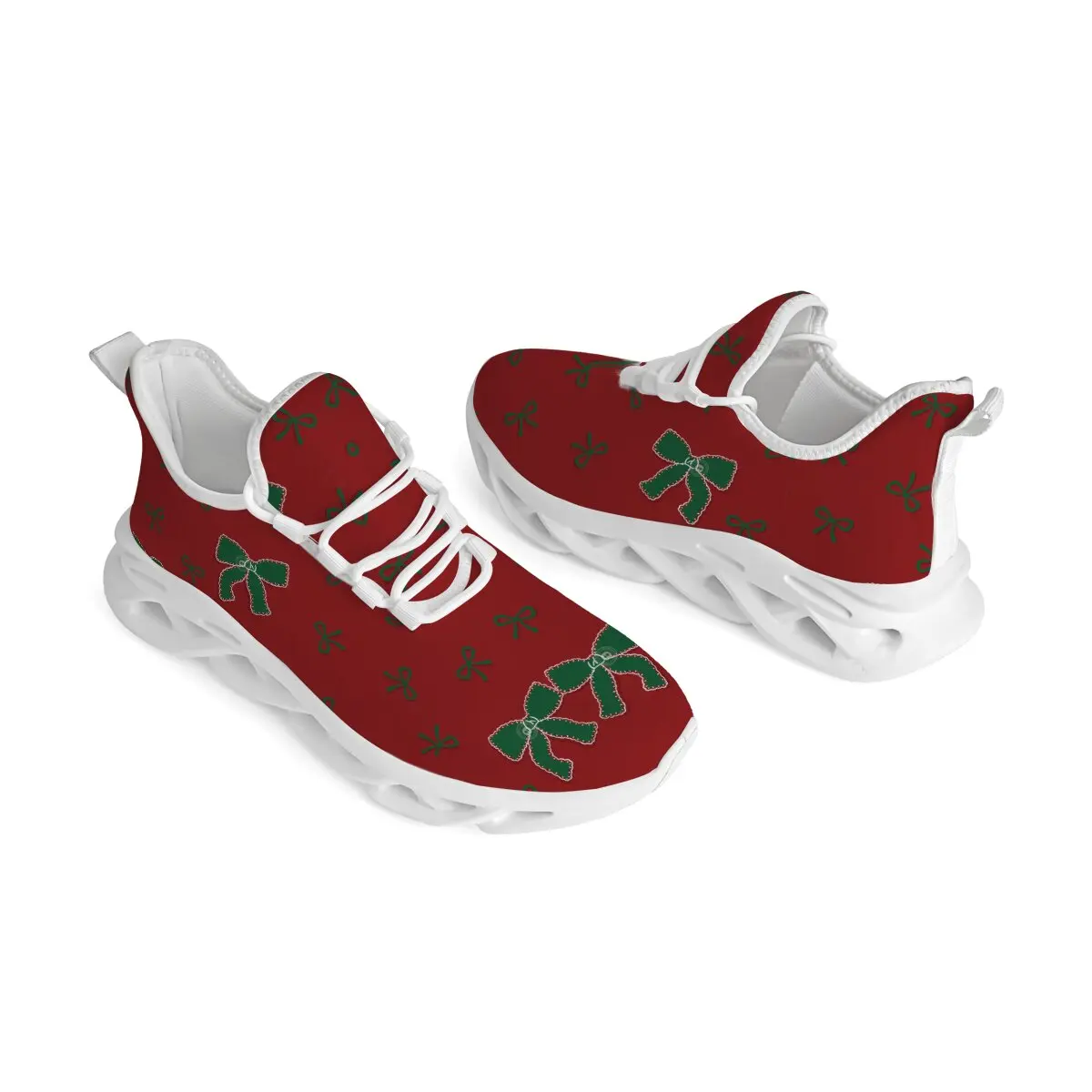 

Casual Red Sneakers With Green Bow Sneakers Men Women Breathable Fashion Light Running Tennis Shoe Outdoor Jogging