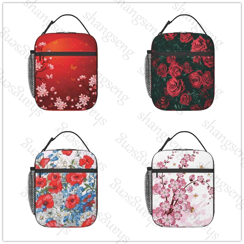 

Watercolor painting Lunch Bag insulated bag,student thickened waterproof Bento Bag Outdoor Travel Ice Pack, Picnic Bag