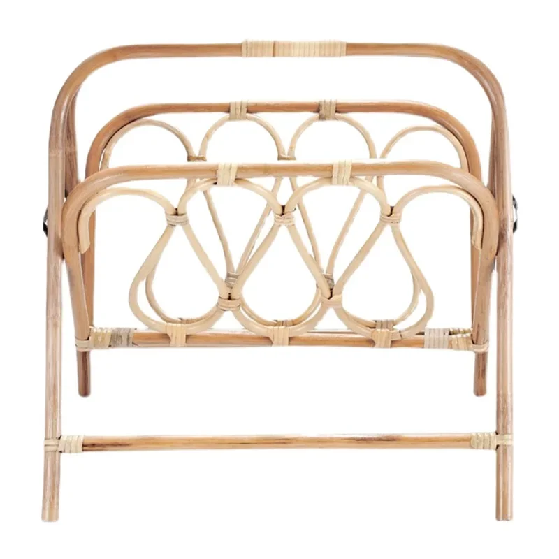 

Medieval magazine rack rattan newspaper folding storage floor simple creative rattan newspaper