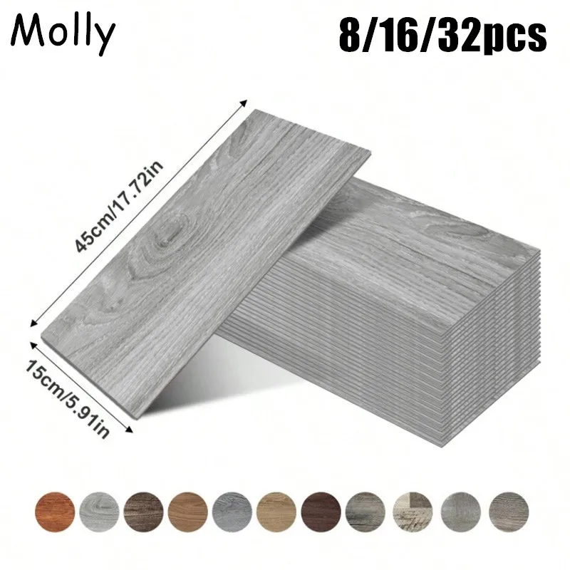 

Retro Wood Grain Solid Color PVC Floor Wall Sticker Self Adhesive Wall Sticker for Decorating Living Rooms Bedrooms Offices
