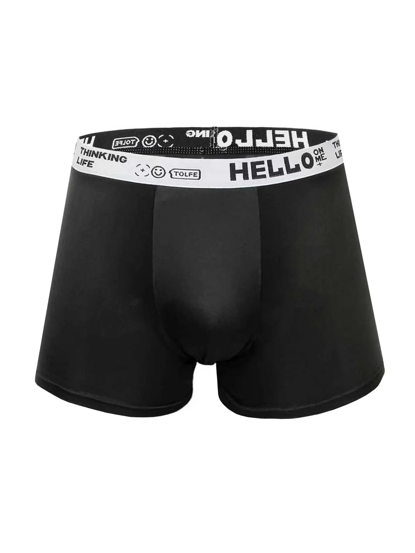 5-piece HELLO Smiley Face Waist Men's breathable briefs Ice Silk style black and Gray combination Comfortable Underwear set
