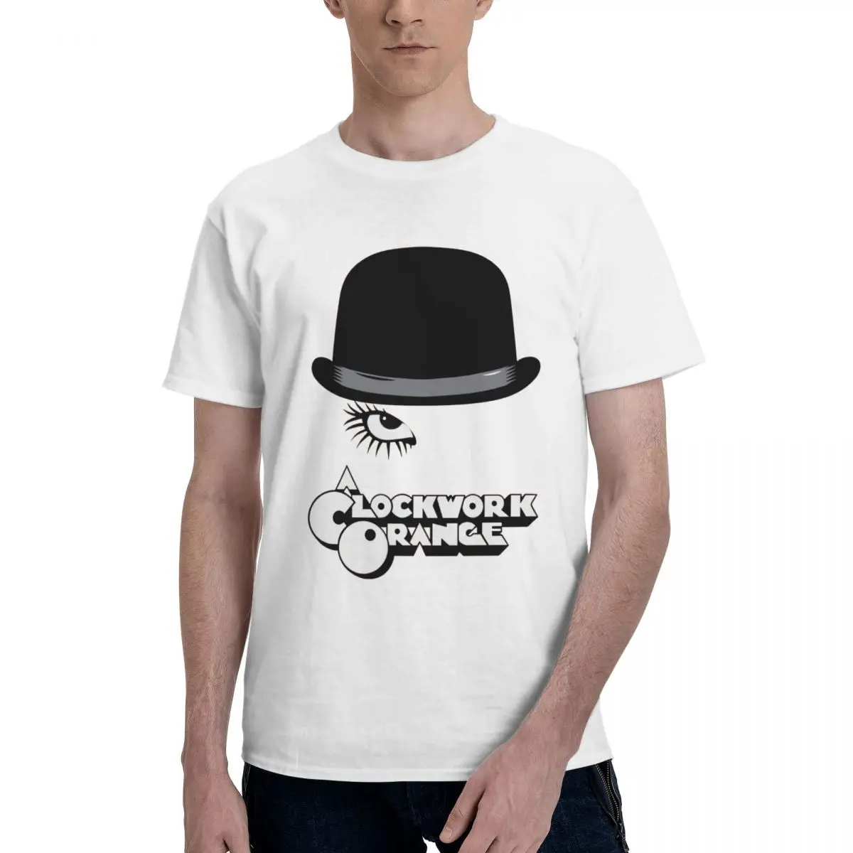 Funny Men Women A Clockwork Orange Bowler & Eyelash Oversized T shirt letter print T Shirts hip hop streetwear