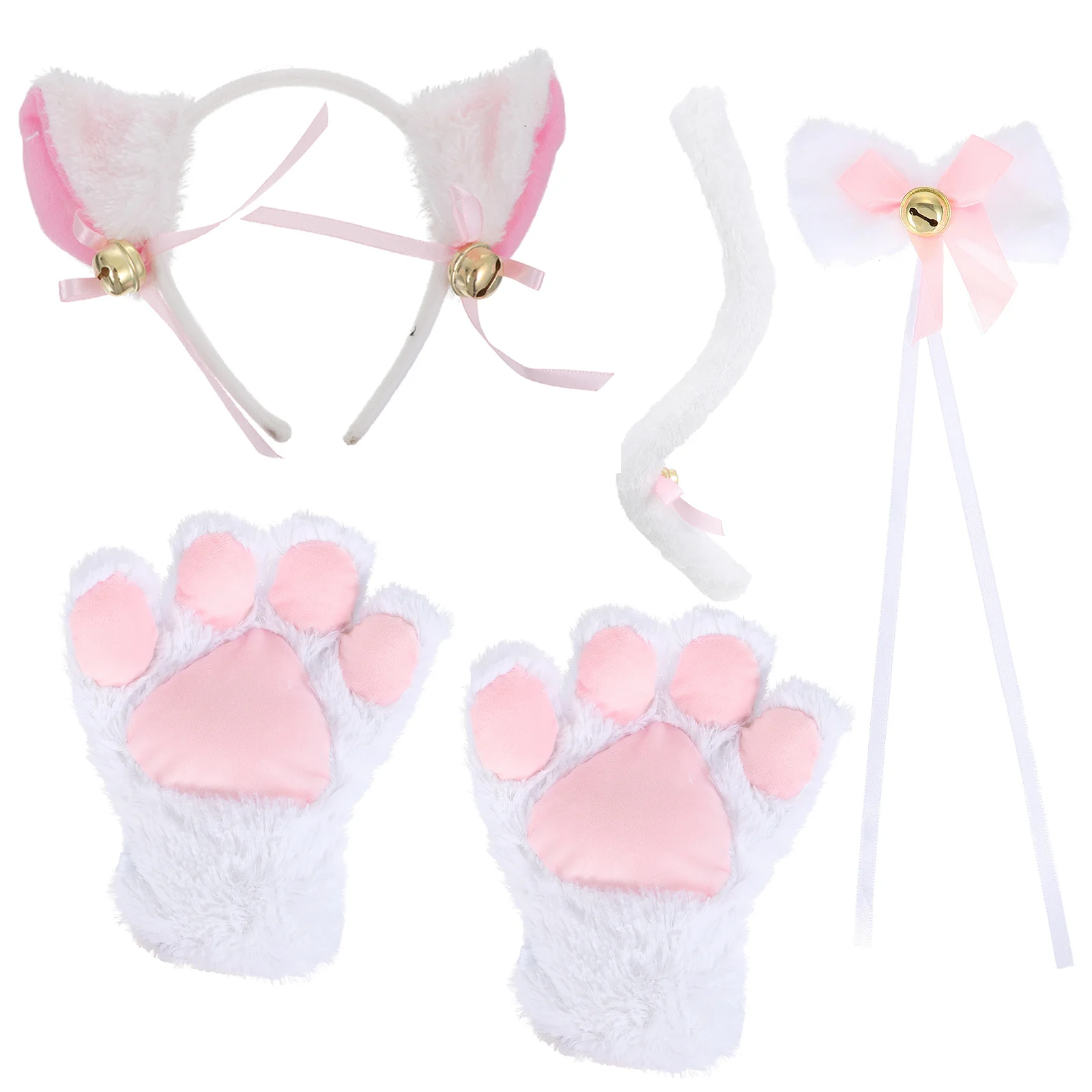 

1 Set Cat Costume Kitten Cosplay Outfit Cat Ears Tail Collar Paws For Halloween Masquerade Party Role Play Performance