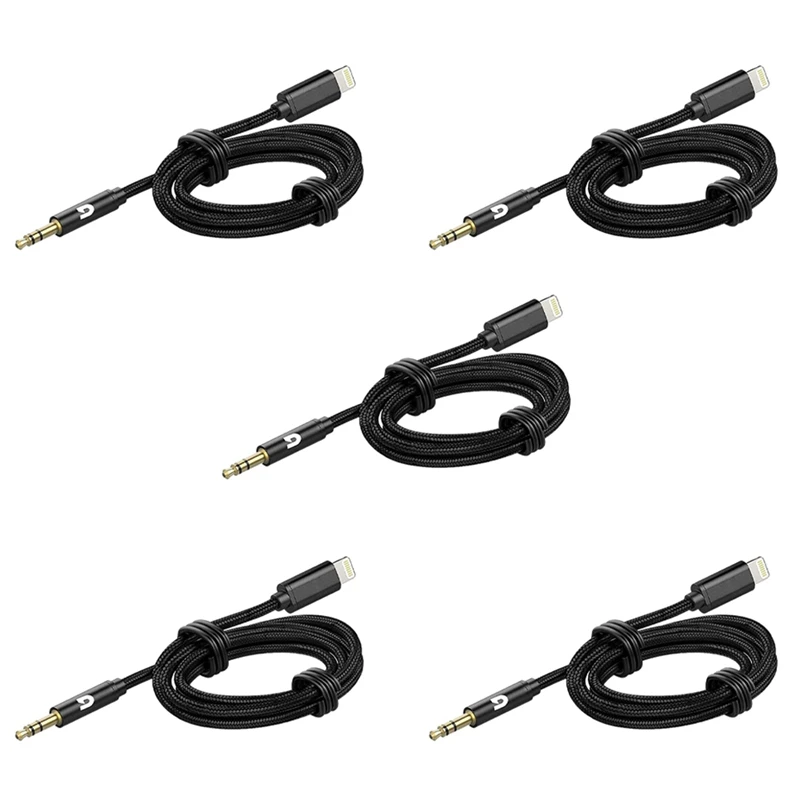 5X Car AUX Cable For Iphone Audio Cable Aux Cable To 3.5Mm Premium Audio For Iphone 13 Pro-8 Plus Car Stereos