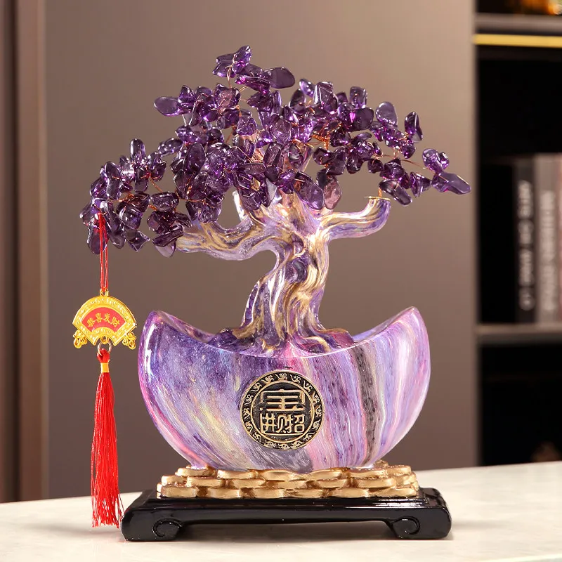 

Chinese Style Lucky Money Tree & Gold Ingot Feng Shui Decor Wealth Wishing Coin Calabash Ornament for Home Office Business Gift