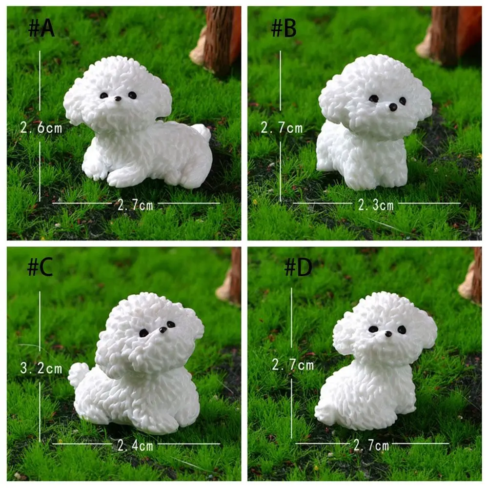 Dog Figurines Waterproof Cute White Dog Statue Cartoon Realistic Resin Dog Statue Resin Handmade Cartoon Dog Ornaments Garden