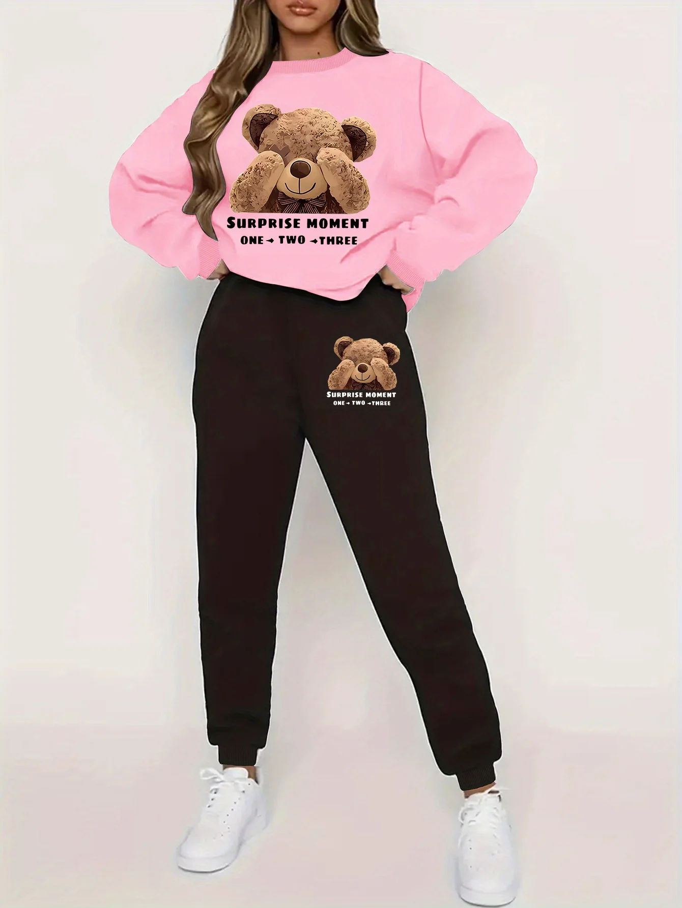 women Hoodies+sweatpant set Hip Hop Street Casual Printed Hoodie Oversize Loose New Sweatshirts Autumn Warm Fleece Clothing