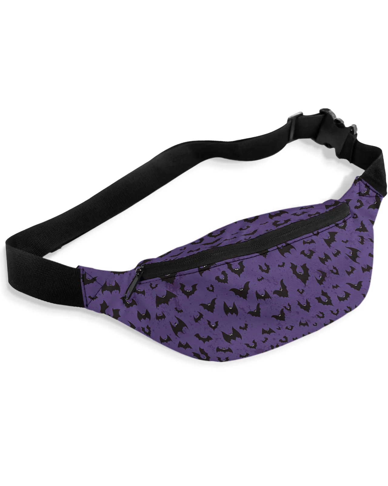 Halloween Theme Bat Purple Waist Packs Shoulder Bag Unisex Messenger Bag Casual Fashion Fanny Pack for Women