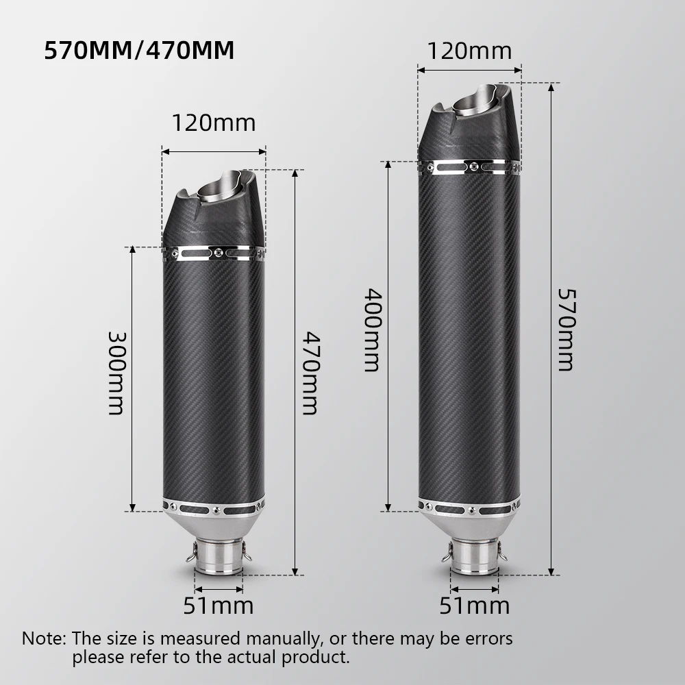 Motorcycle Exhaust System High Displacement Rectangular Exhaust Pipes AT2 Motorcycle Exhaust Muffler carbon fiber For Z900 ZX4R