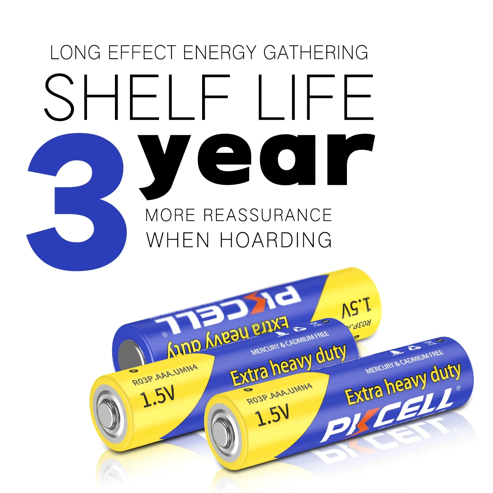 PKCELL 50 Counts Extra Heavy Duty Zinc Carbon Battery R03P UM4 MN2400 LR03 SUM4 HP16 AM4 4003 E92 824 AAA Batteries