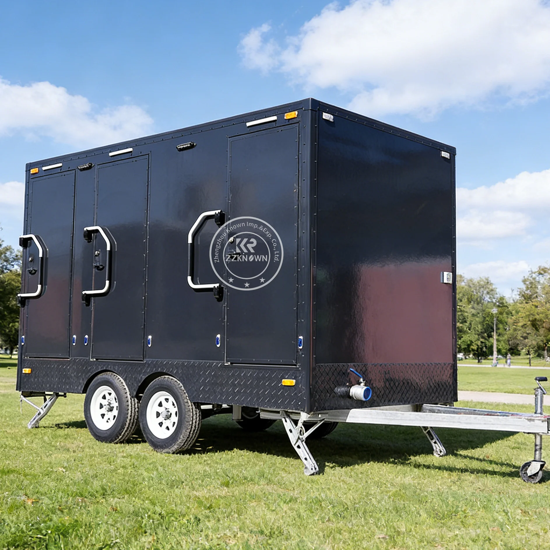 

Luxury Portable Toilet Trailer Portable Restroom Trailer Bathroom Toilet Trailer for Street and Park Use with LED Lighting