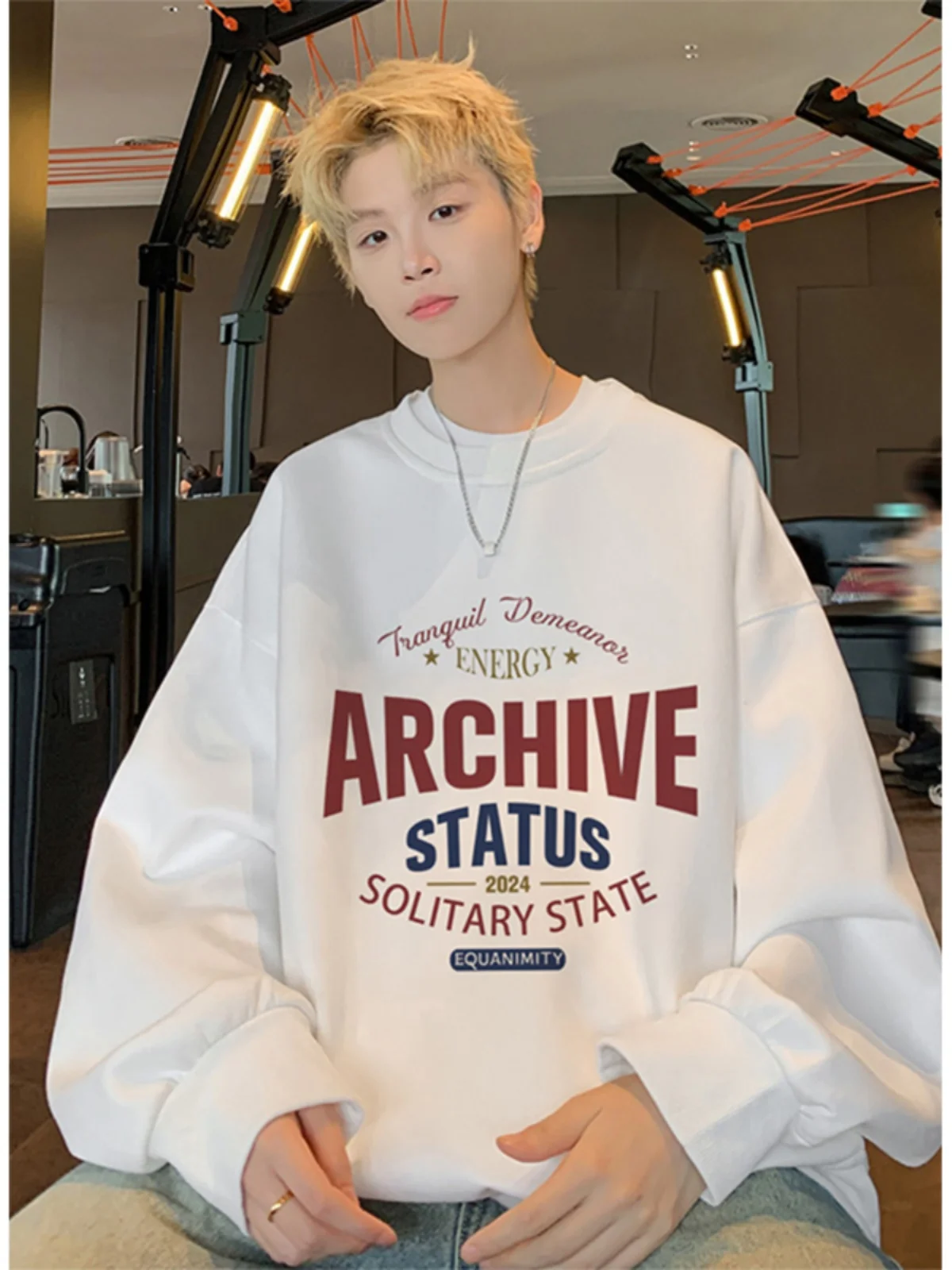 

Мужской свитшот большого размера 300 Pou, модный американский бренд, с буквенным принтом, замшевый, с круглым вырезом, стильный молодежный топ