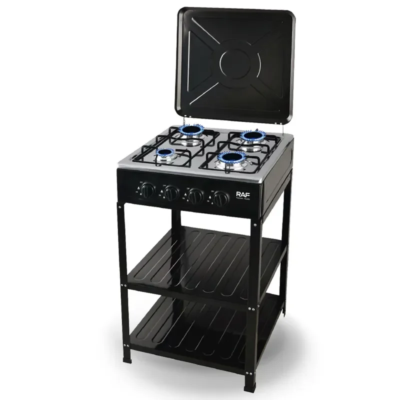 RAF Household 4 Burner LPG Gas Cooker Full Cover Glass Panel Desktop Stove with Flame Failure Protection Low Energy