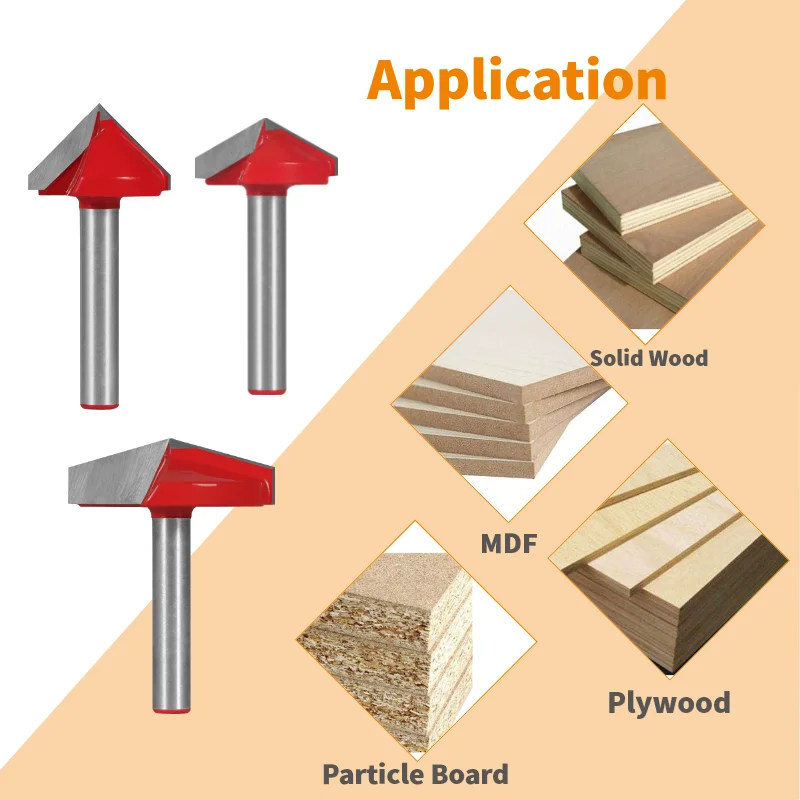 YUSUN 3D V Type Slotting Cutter Bit Router Bit CNC Solid Carbide Cutters Woodworking Milling Cutter For Wood Bit Face Mill