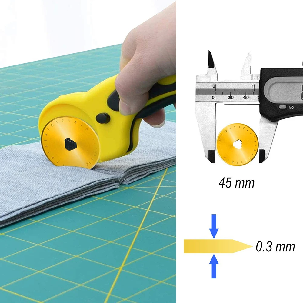 Cuchillas de corte rotativo de titanio, 45mm, repuesto de repuesto con funda para acolchar, álbum de recortes, costura, manualidades, 5/10 unidades