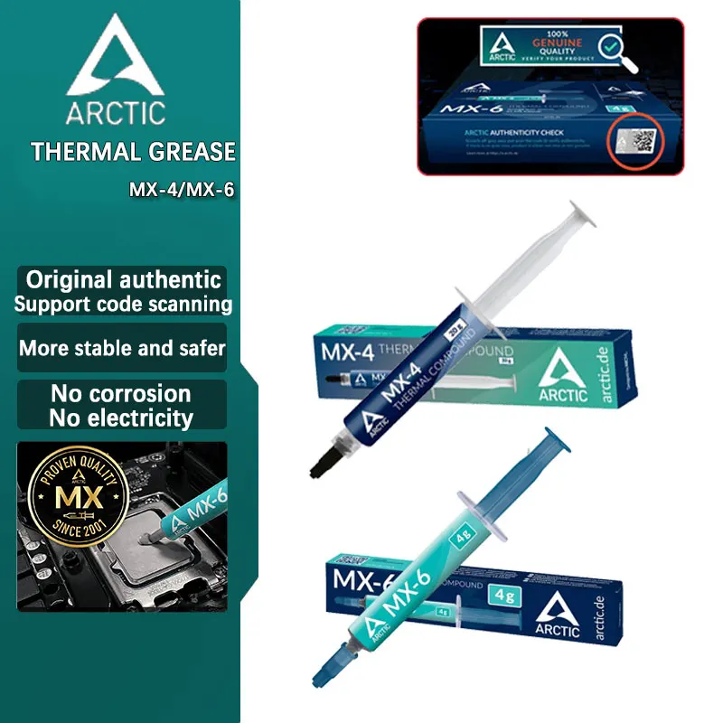 

Arctic AC MX-4 MX-6 Термальный силиконовый гель для настольного компьютера, ноутбука, процессора, графического процессора, VGA-карты, термопроводящая паста