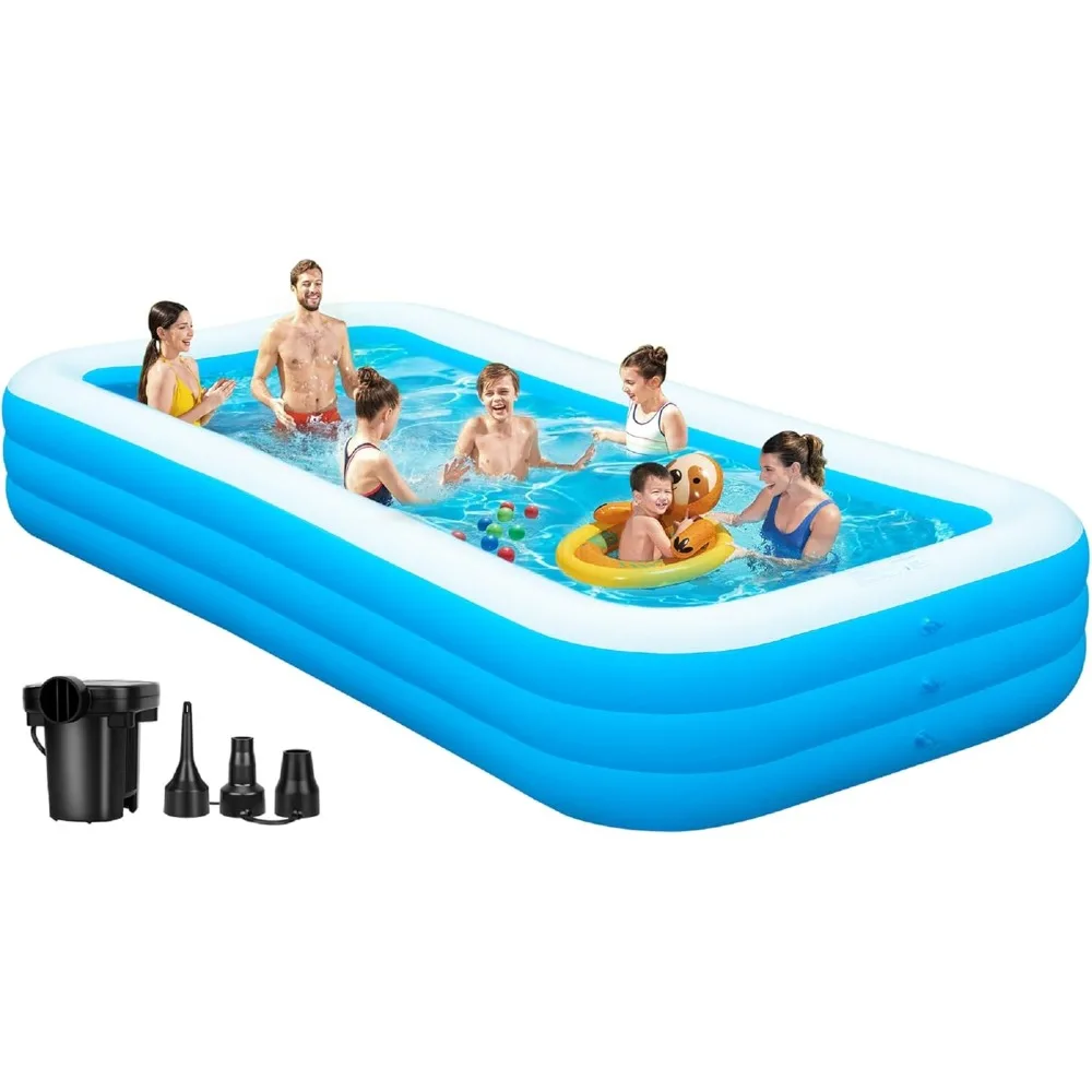 

Inflatable Pool with Pump, 130" x 72" x 22" Full-Sized Blow Up Pool for Adults, Enduring Thickened Swimming Pools for Family,