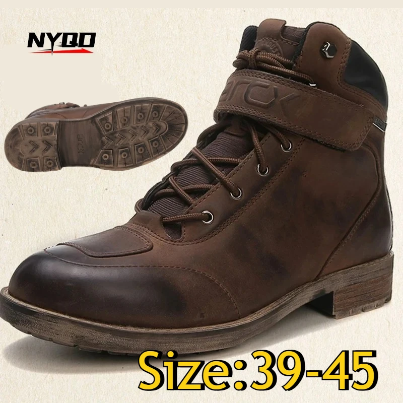 

Мотоботы винтажные, водонепроницаемые, теплые, из натуральной кожи, для мотокросса, внедорожные, повседневные.