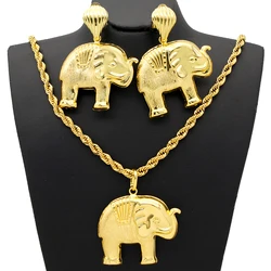 African Party Jewelry Sets Wholesale Elephant Drop Earrings Exquisite Pendant Necklace Jewelries Bridal Wedding Gifts