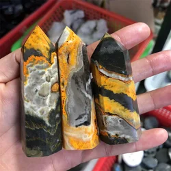 Bumblebees Wand Point Natural Stones Polished Quartz Crystal Tower Healing Reiki Gemstones Home Decoration