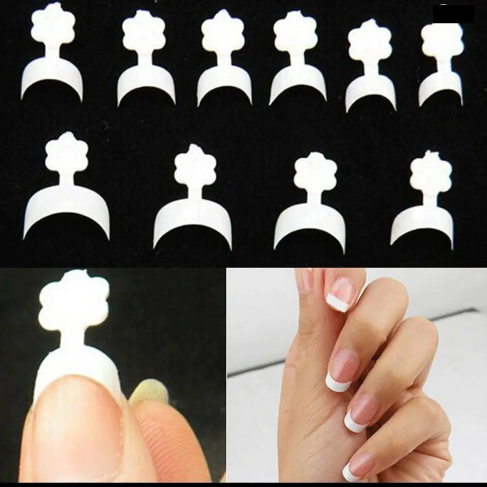 Chic Hot 500 False Nail Wraps Acrylic Nails Short French Manicure White Wrap Nail Tips