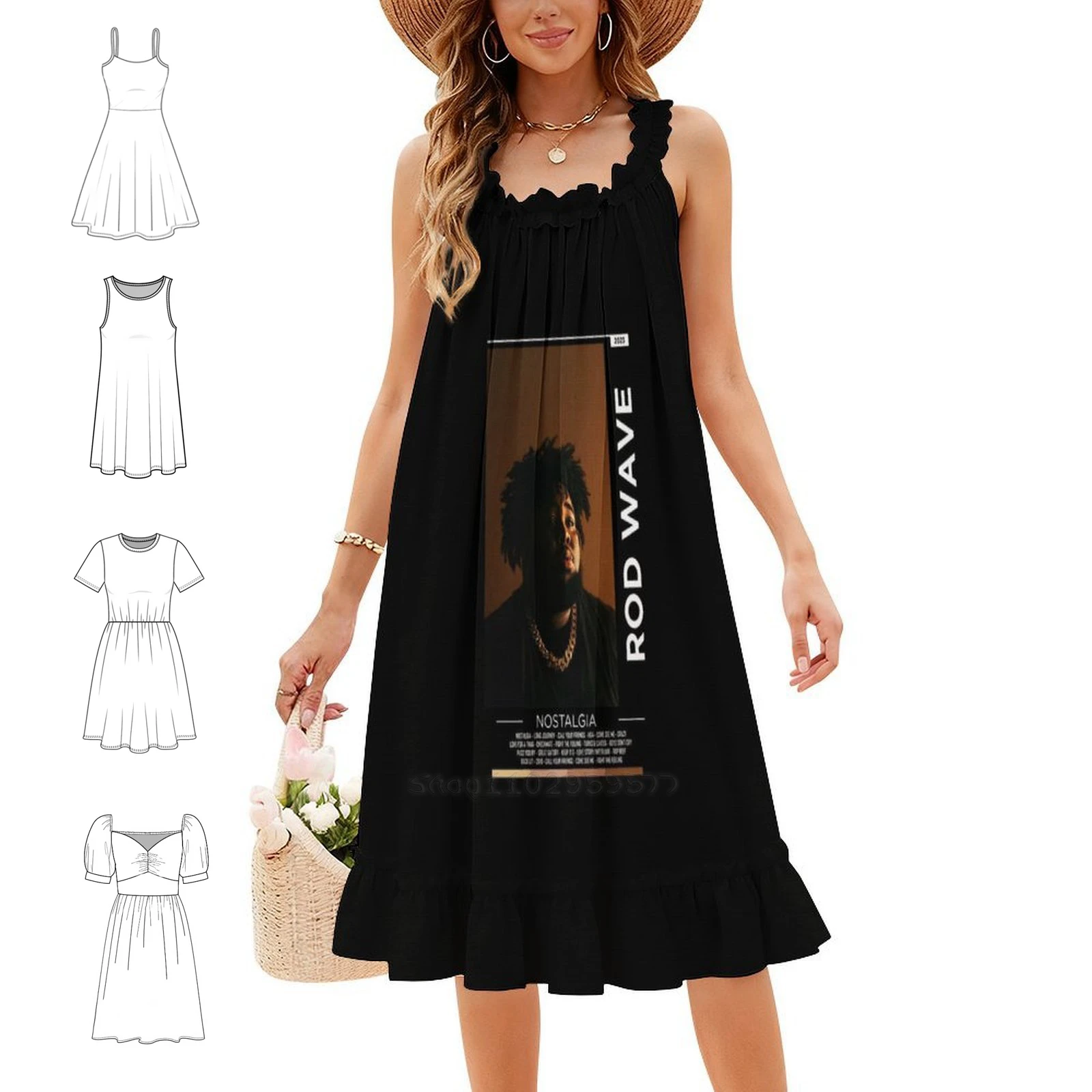 Rod Wave Nostalgia Bohemian Sleeveless Dress Multi-Print Beach Vacation Party Dress Rod Wave Rap Rapper Rod Wave Hip Hop Female