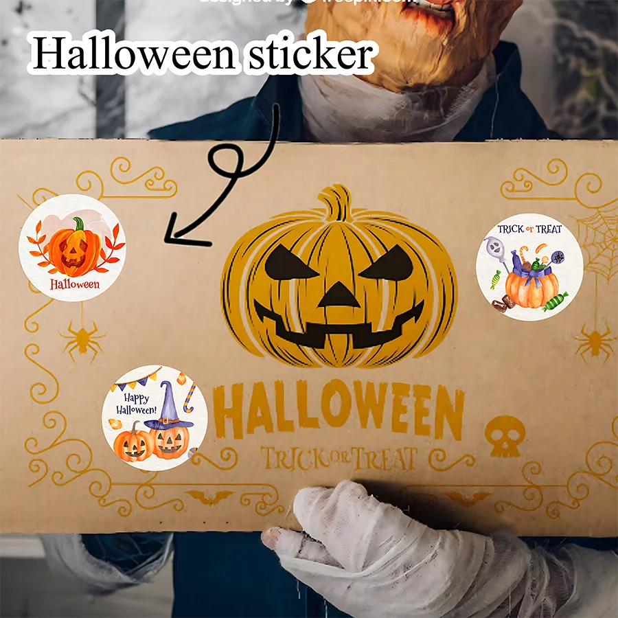 

48-96pcs Watercolor Halloween Stickers - Pumpkin Bat Skull Witch Waterproof Decor for Laptop, Gift, Party