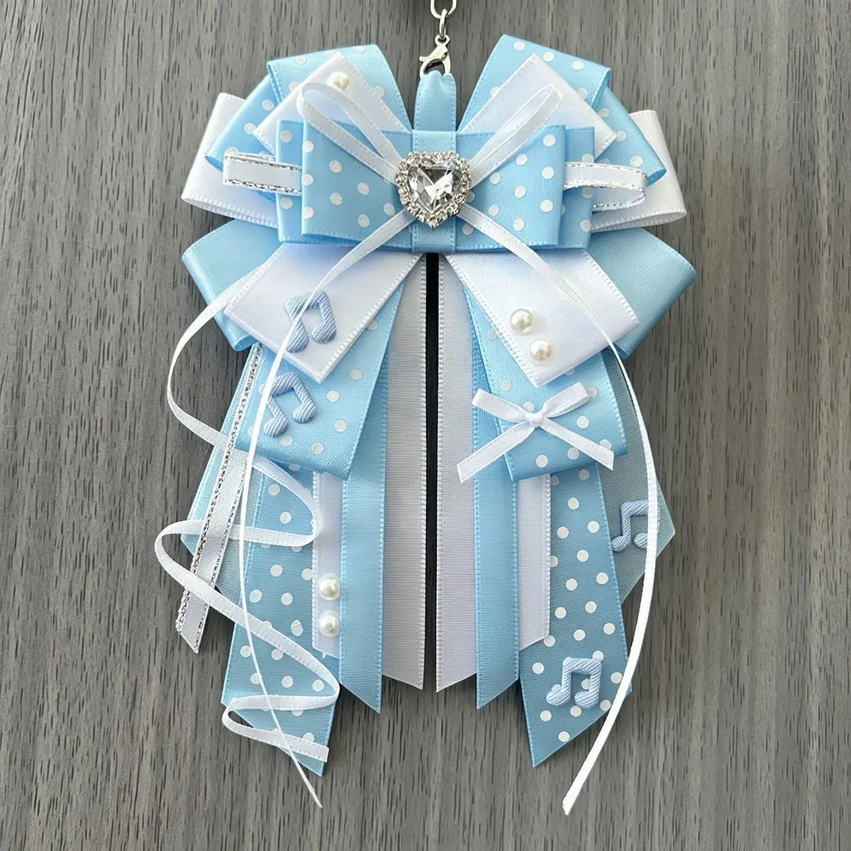 Love Heart Rhinestone Polka Dot Ribbon Bow Concert Support Stick Charm Lolita Dress Shirt Collar Bow Brooch Handmade Accessory