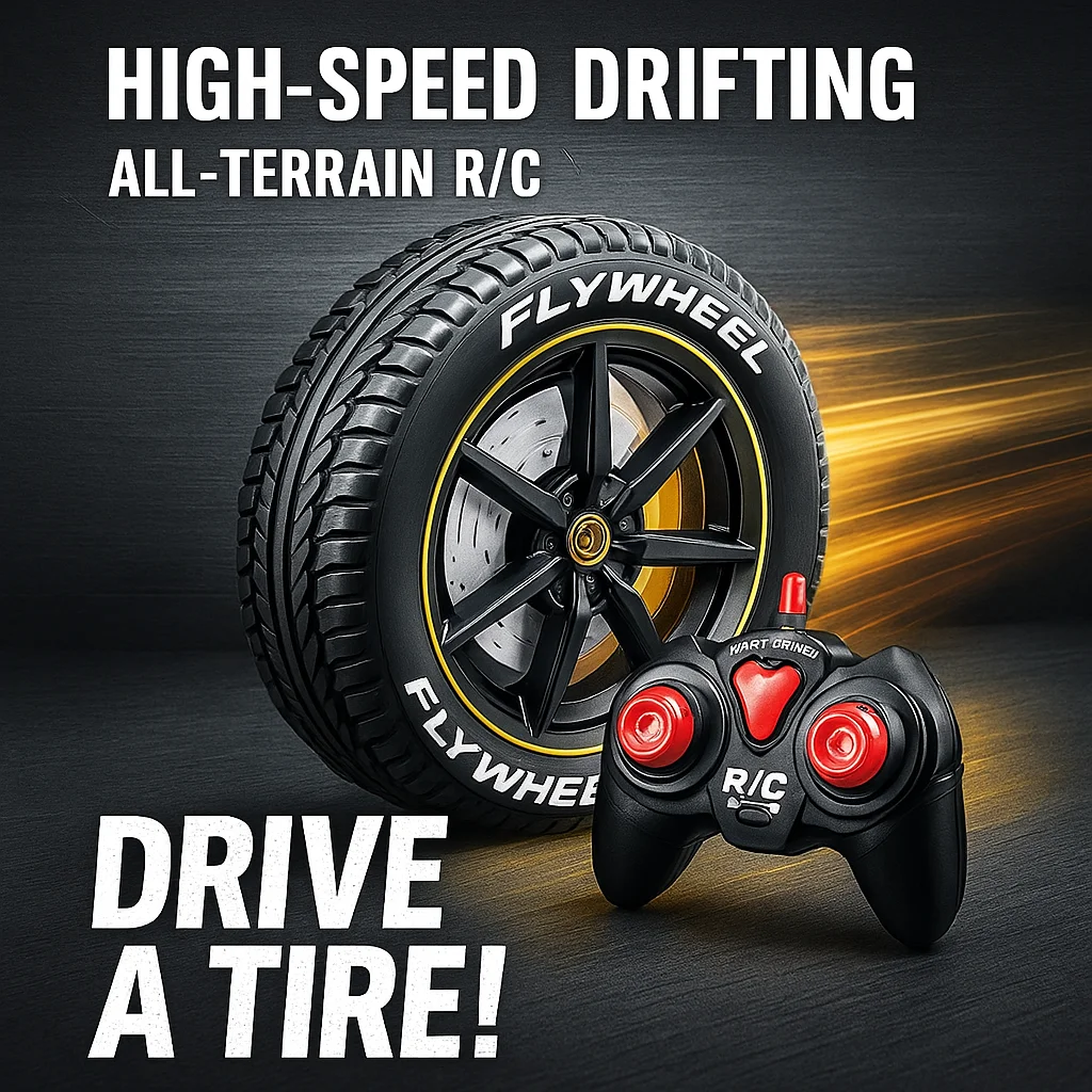 

2.4G Remote Control Car Wheel Toy Four Way RC Tire Hub With LED Light Unique Racing Flywheel Interactive Outdoor Play Kids Gift