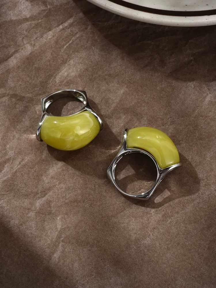 

Brass SilverColor Green Stone Solid Rings Women Jewelry Punk Designer Club Cocktail Party Boho Japan Korean