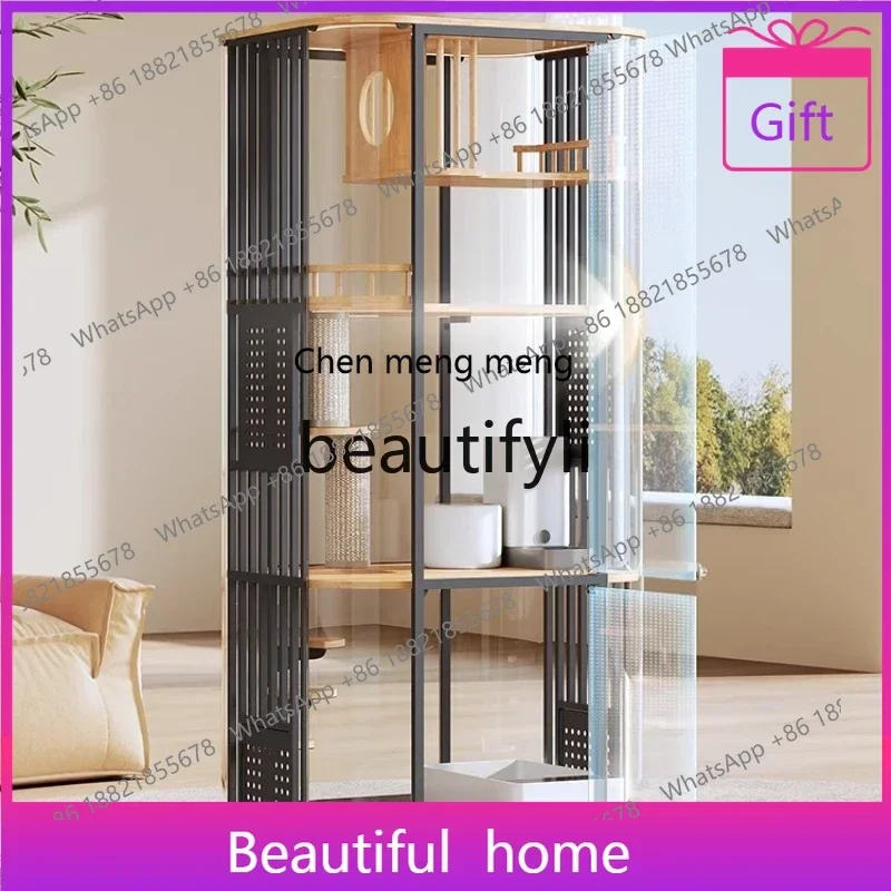 

xz1Panoramic Cat Villa Cage Home Indoor House Four Seasons Universal Cat Cabinet Glass Cat Room
