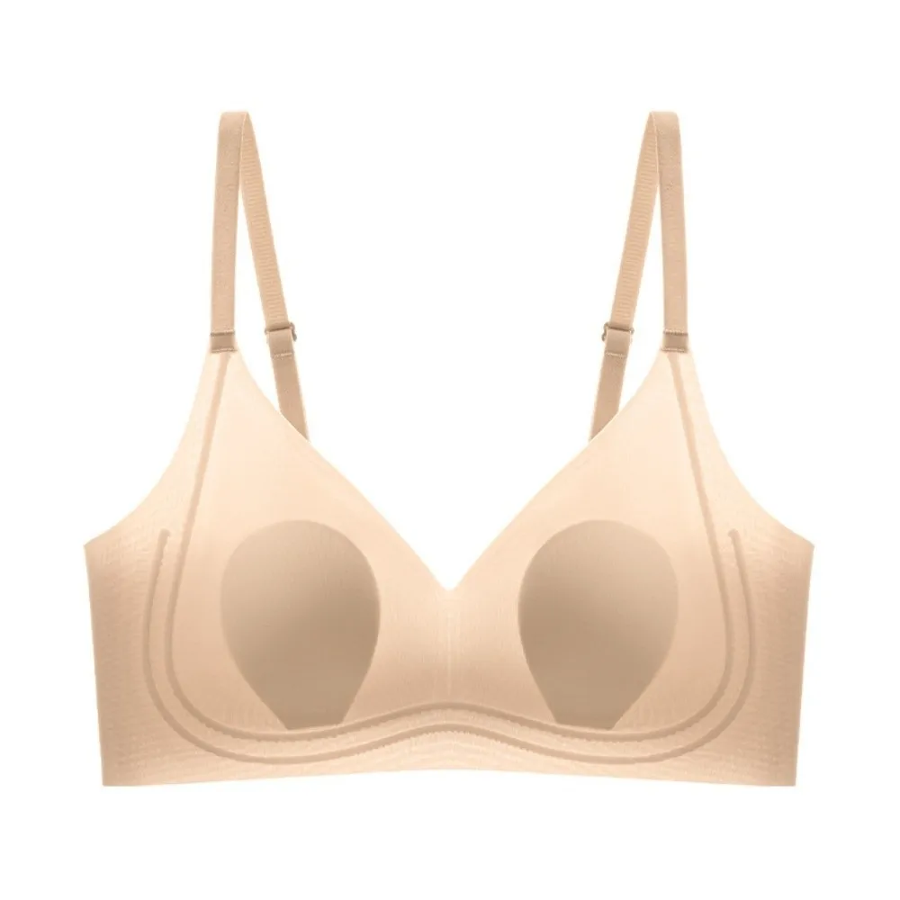 Cool Ultra-Thin Women's Wire-Free Bra Shockproof Ice Silk Wireless Deep V Bra Anti-sagging Traceless Brassiere for Women Running
