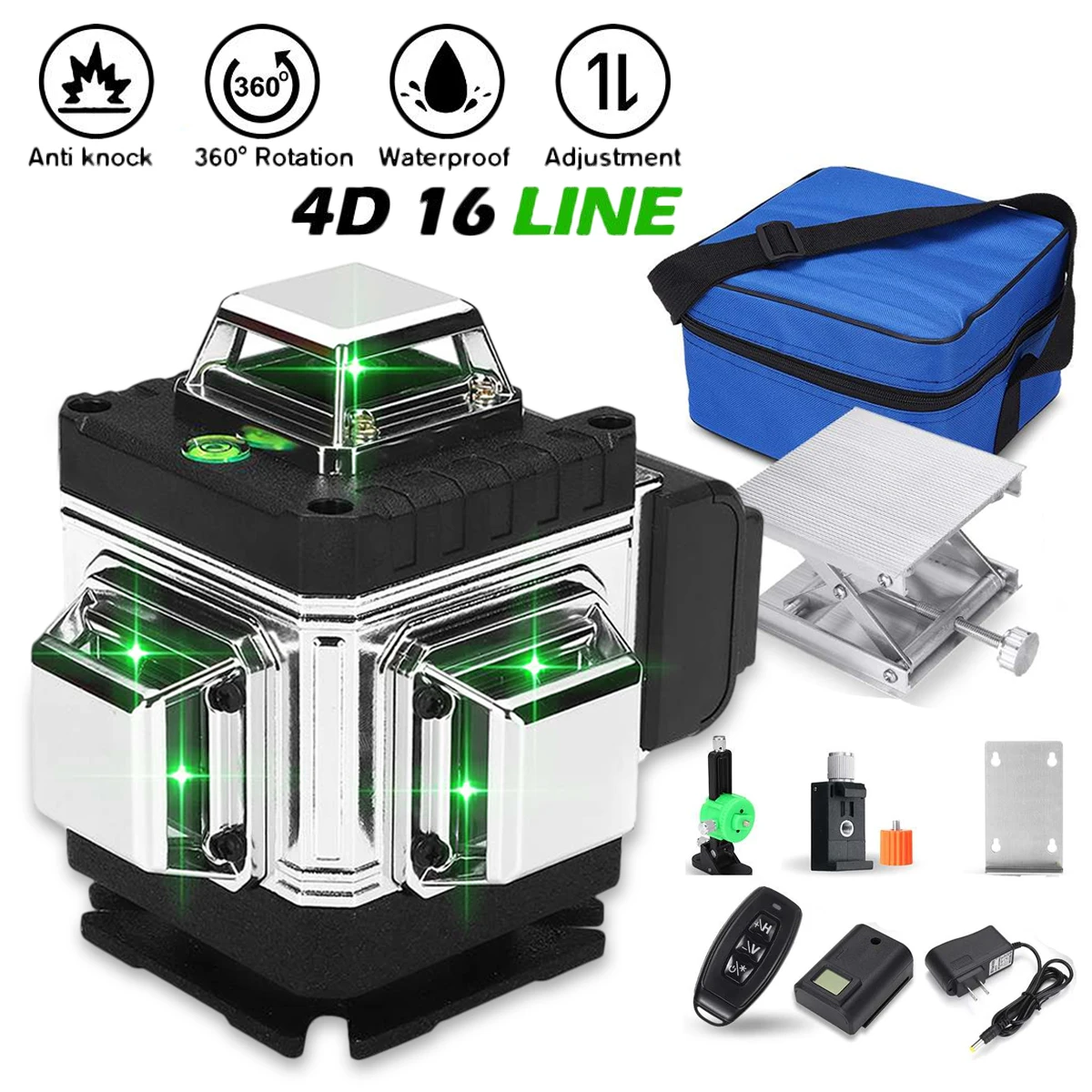 

16 Lines 4D Laser Level Green Laser Line Self Leveling Vertical Horizontal Lines 360 Degree nivel lasers Construction Level Tool