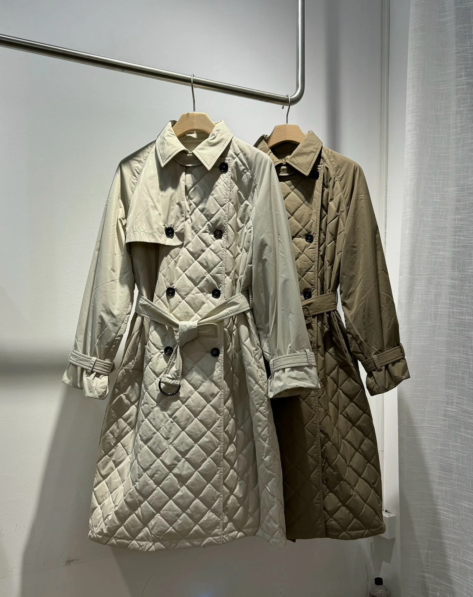 

Autumn luxurious double breasted exquisitely decorated trench coat