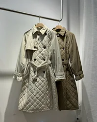 Autumn luxurious double breasted exquisitely decorated trench coat