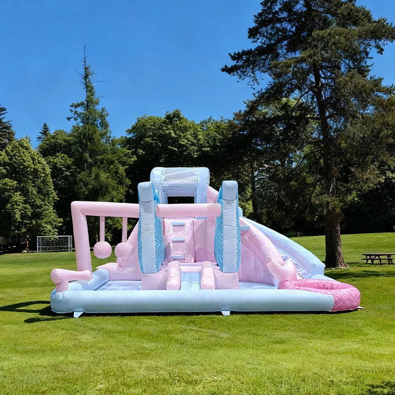 سترة زفاف لحفلات الأطفال، الأميرة الوردية القابلة للنفخ في الهواء الطلق، ملعب مائي على شكل قلعة صيفية، حمام سباحة