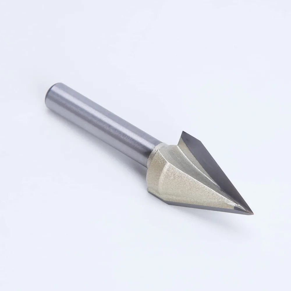 45 Degree 6MM Router Bits V Groove Bit Hole Opener 1/4 Inch Shank Cutting Tool 19/32 Inch Cutting Dia CNC V Bit