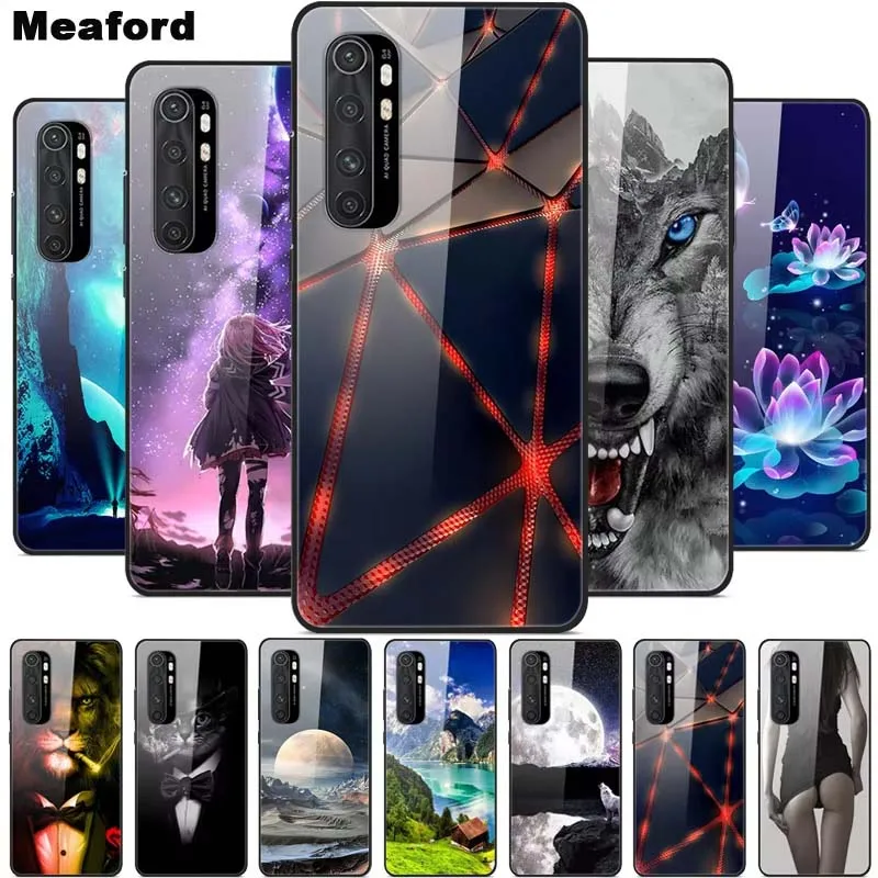 For Xiaomi Mi Note 10 Lite RU 6 GB 128 GB Case Tempered Glass Hard Back Cover For Xiaomi Mi Note 10 Lite Case Note10 Lite Fundas