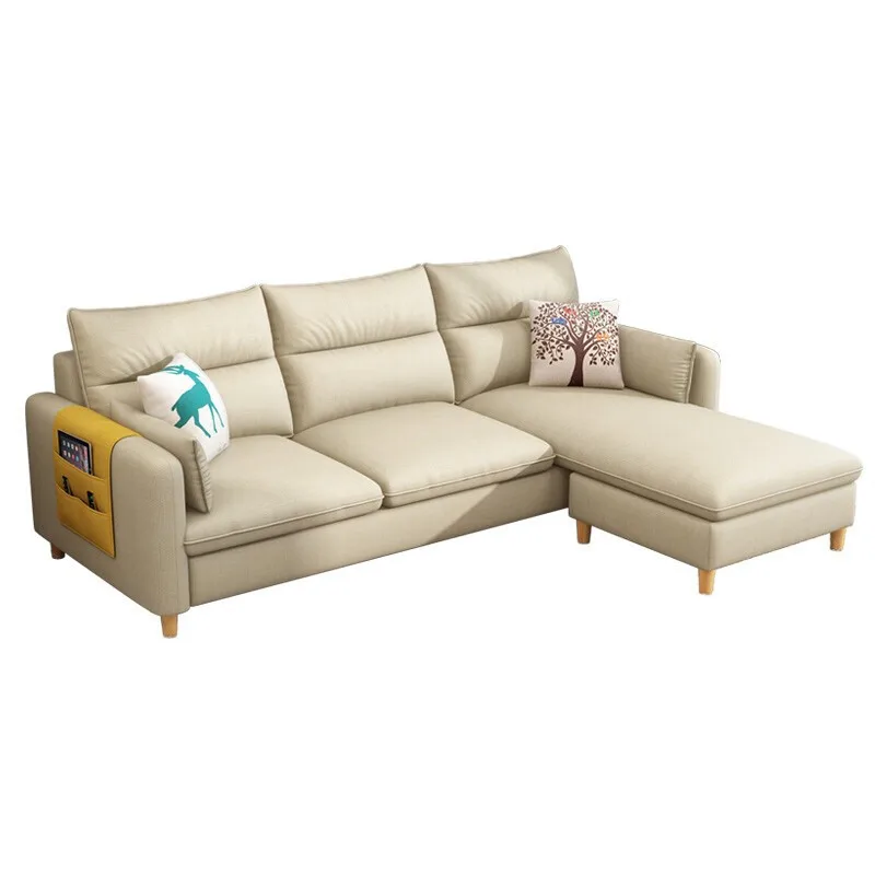

*Modern Luxury 3-Seater Blue Fabric Sofa Set with Single Corner for Living Room Home Decor Filled with Sponge Material