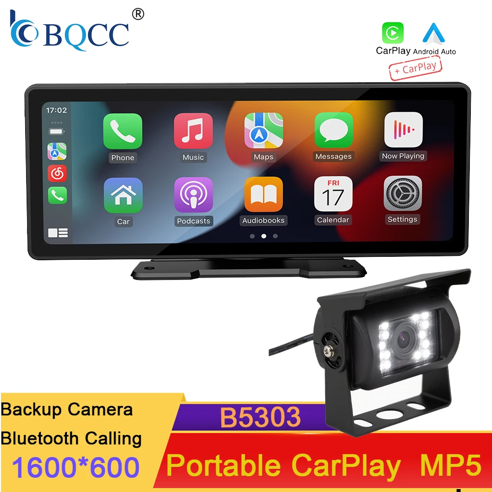 

BQCC 10.26" Car Mirror Radio Multimedia Video Player Universal Wireless Carplay Android Auto Screen With Bluetooth AUX USB