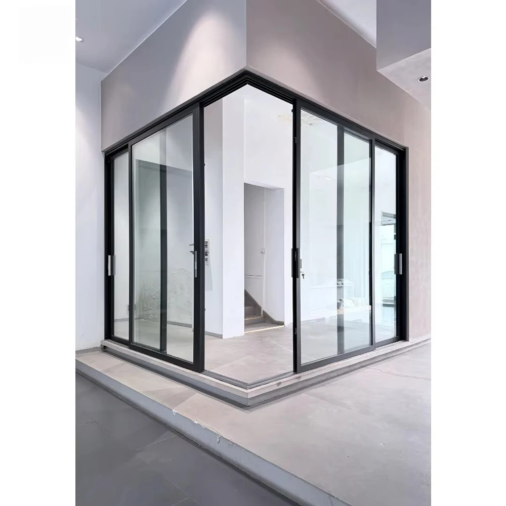 Aluminum Corner Sliding Patio Door with Thermal Break System for Houses Energy Efiicient Double Glazed Slide Doors