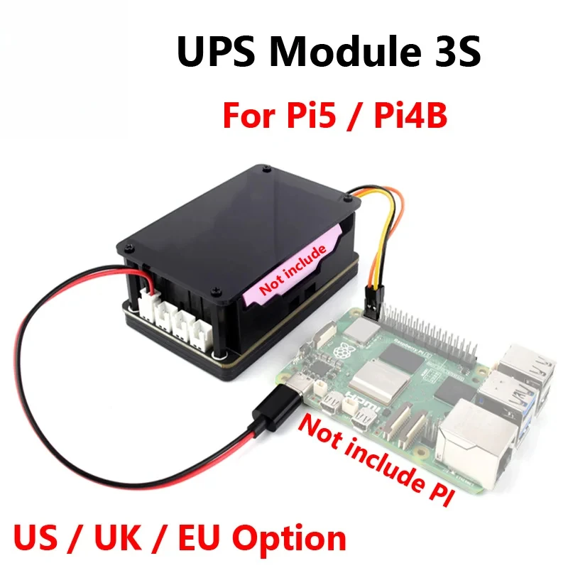 

Raspberry Pi 5 UPS Power Supply Expansion Board Uninterruptible Power Supply Module UPS Module 3S Also For Pi4B