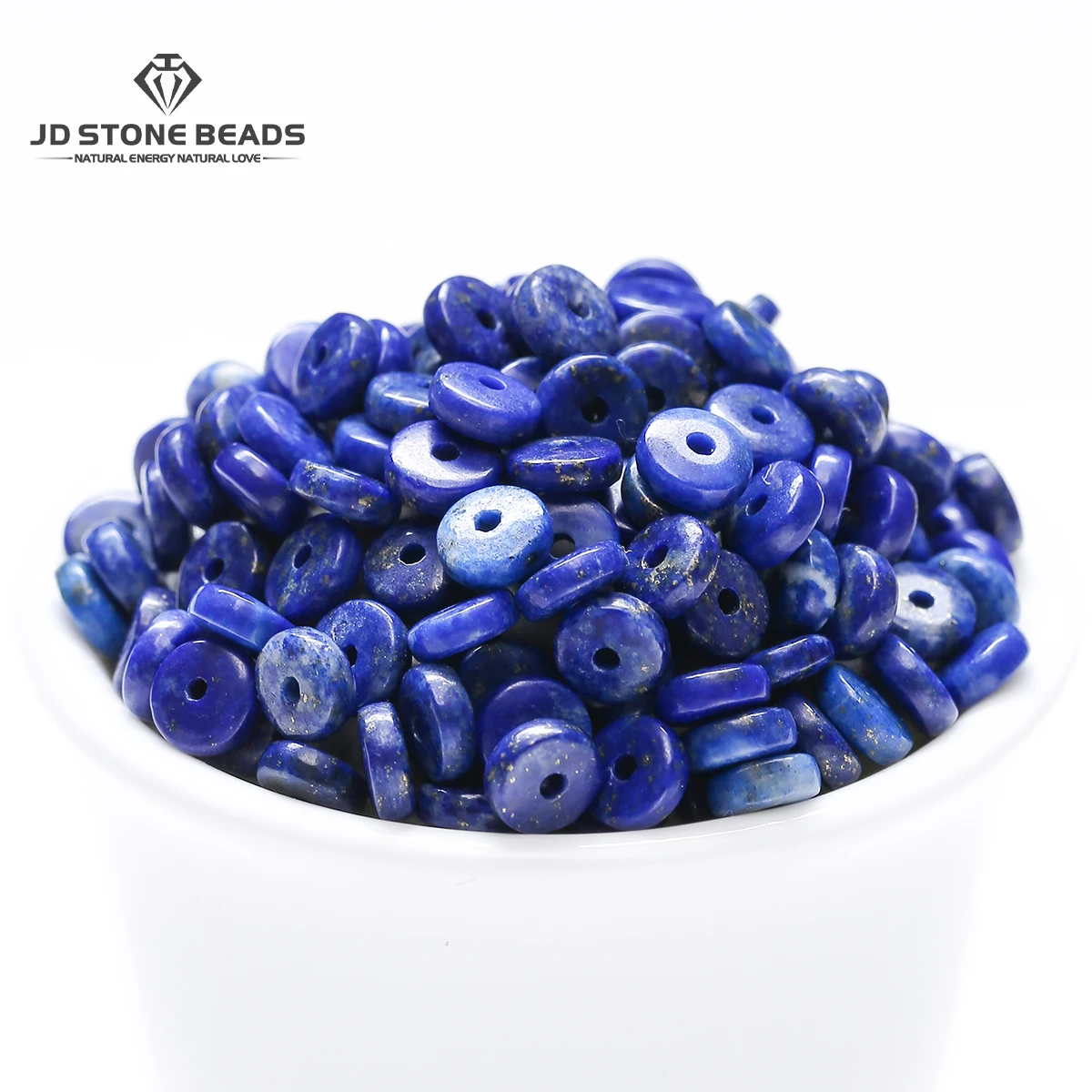 JD 10PCS Natural Lapis Lazuli Spacer Beads Polished Smooth Gemstone Loose Beads for DIY Bracelet Necklace Jewelry Making