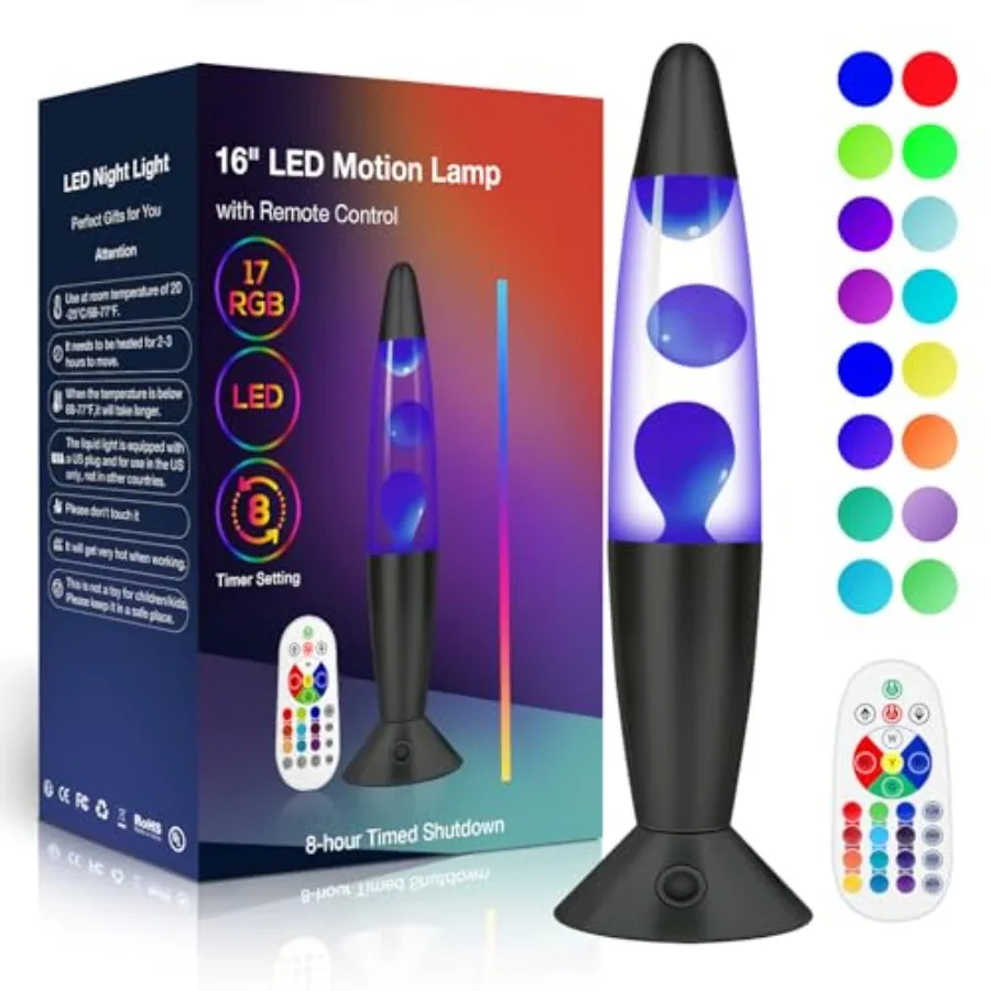 

Black LED Liquid Motion Lamps, 17 Colors Changg Lamp with Remote, Mood Night Light for Adults, Relaxg Nightstand Table lamp for