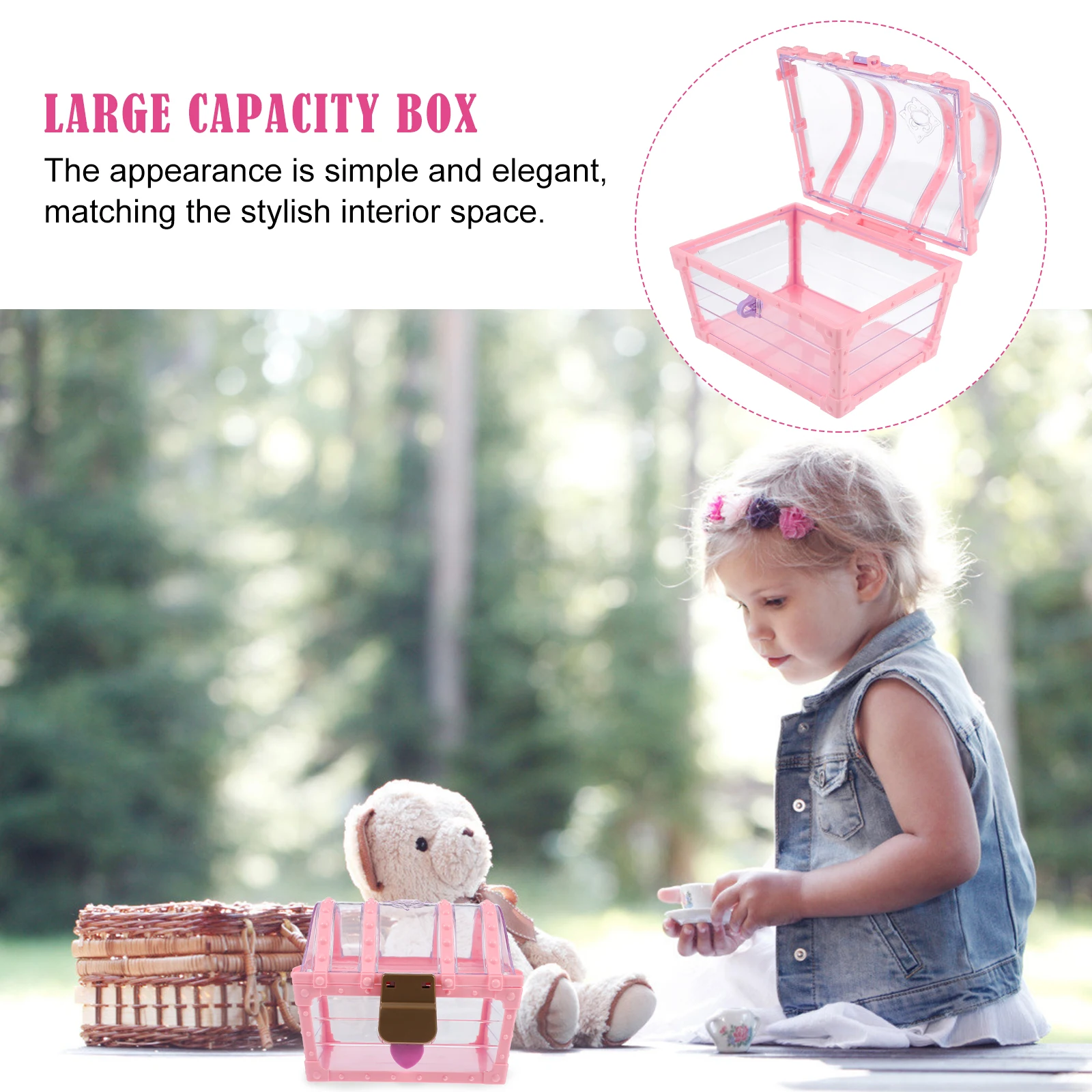 

1 set 1 Set Jewelry Storage Box For Kids Diamond Ring Necklace Organizer Case With Lock Cute Kids Gift Plastic Container