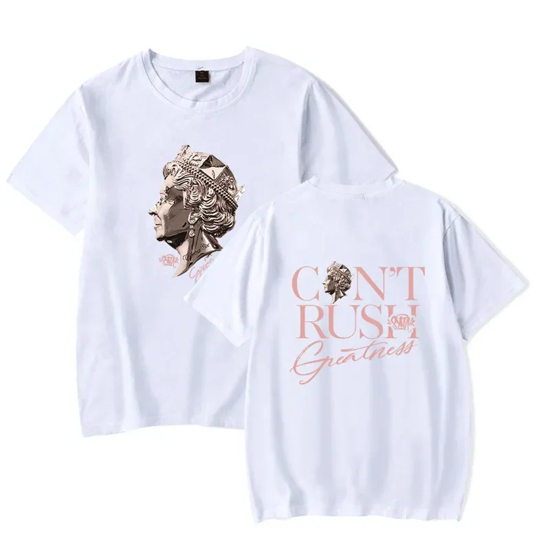 تي شيرت Central CEE Album Can't Rush Greatness كاجوال برقبة دائرية للرجال والنساء بنمط شريطي قابل للتنفس طوال الموسم