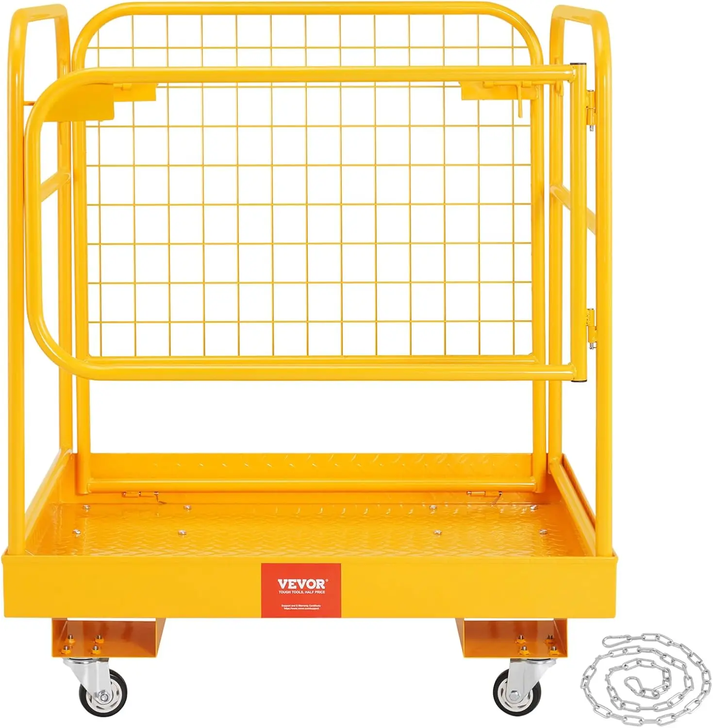 Forklift Safety Cage, Forklift Man Basket 1200 lbs Capacity, 36 x 36 inches Folding Forklift Work Platform with 4 Wheels